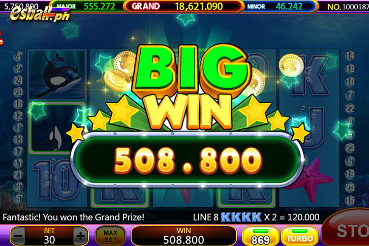 Bet 30 pesos and get Ace Win Grand Blue Slot big win 508.8 pesos