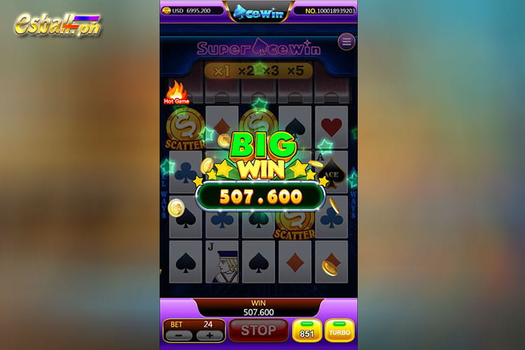 Bet 24 pesos and get Super Acewin Slot big win 507.6 pesos