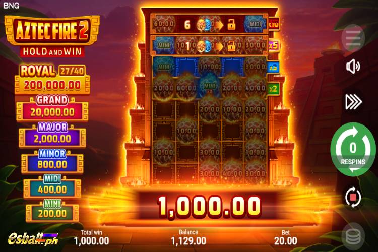 BNG Aztec Fire 2 Slot Bonus Game 2