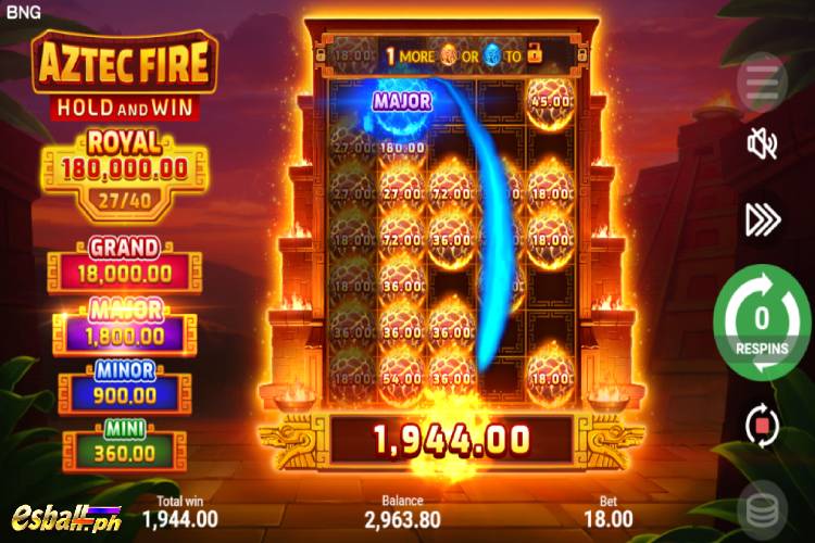 BNG Aztec Fire Slot Jackpots Feature
