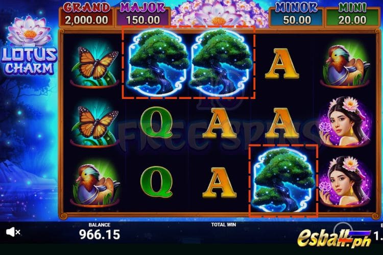 3+ Scatters trigger the Free Spins feature.