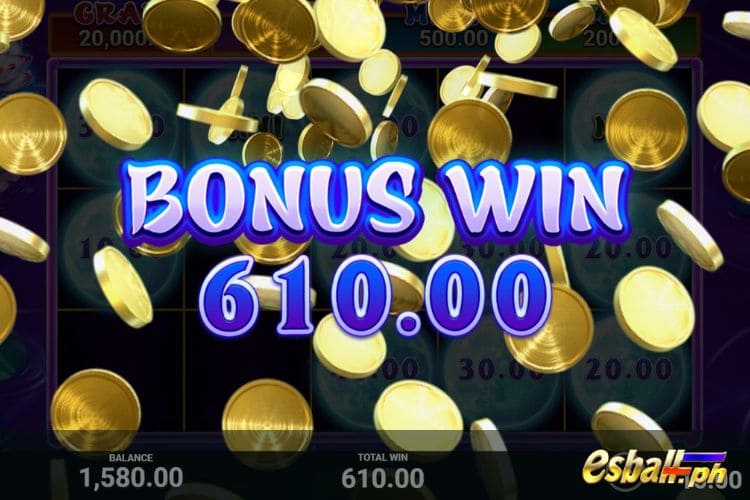 Bet 10 pesos and win 610 pesos on Lotus Charm Big Win.
