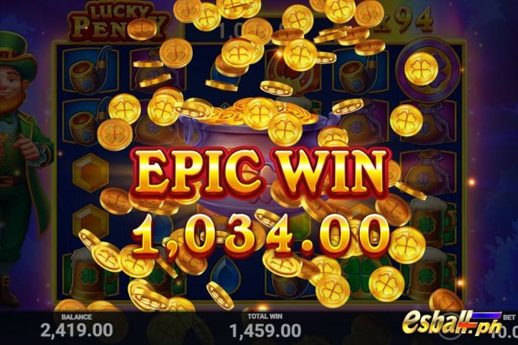 Bet 10 pesos and win 1,034 pesos on Lucky Penny Big Win.