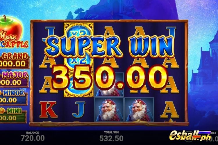 Bet 10 pesos and win 350 pesos on More Magic Apple Big Win.