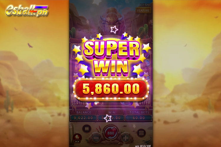 Bet 60 pesos and win 5,860 pesos on Fachai Crazy Buffalo Super Win!