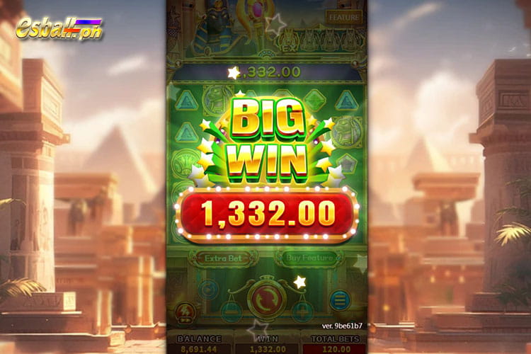 Bet 120 pesos to win Egypt Bonanza Slot Big Win of 1,332 pesos!