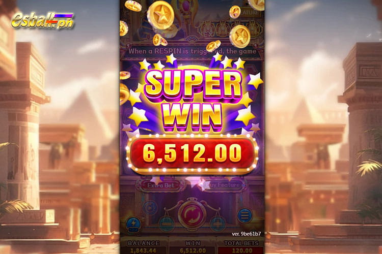 Bet 120 pesos to win Egypt Bonanza Super Win of 6,512 pesos!