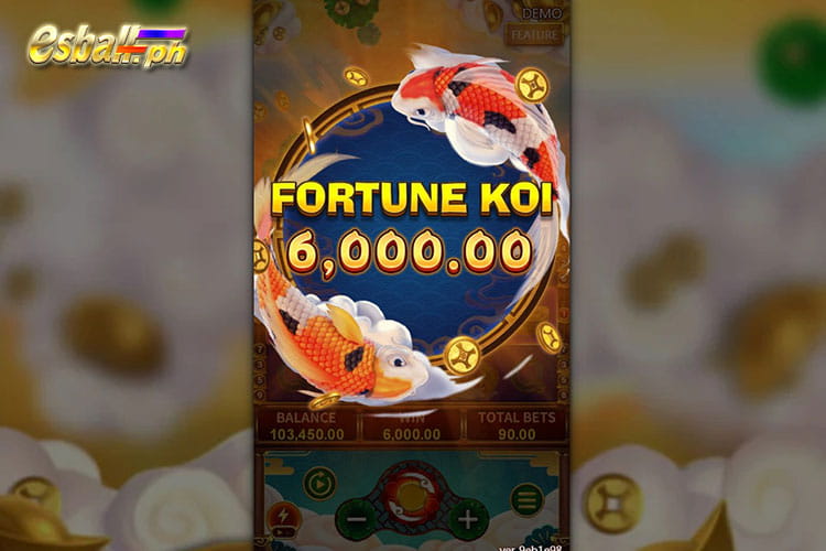 Bet 90 pesos to get a Jackpot Win 6,000 in Fortune Koi Fachai!