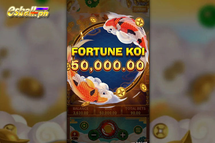 Bet 90 pesos to get a Jackpot Win 50,000 in Fortune Koi Fachai!