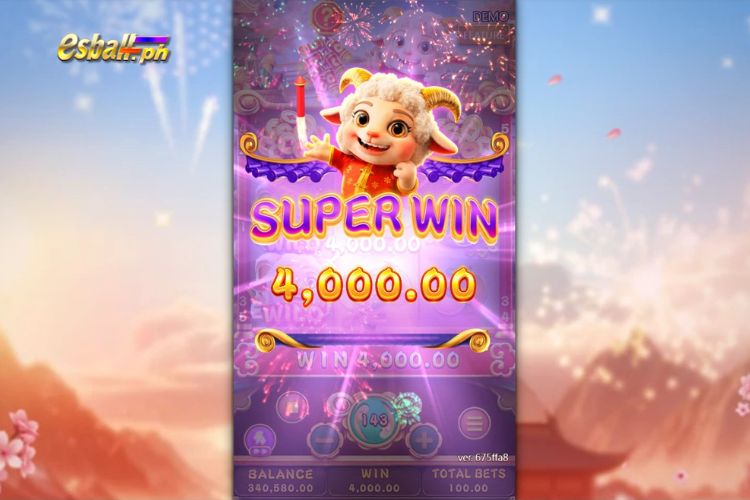Bet 100 pesos to win Fortune Sheep 3X3 Super Win of 4,000 pesos!