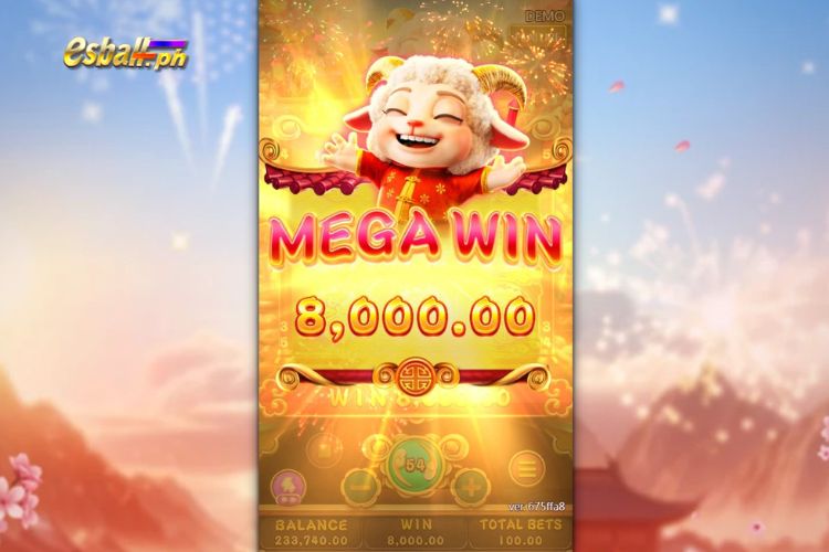 Bet 100 pesos to win Fortune Sheep 3X3 Mega Win of 8,000 pesos!