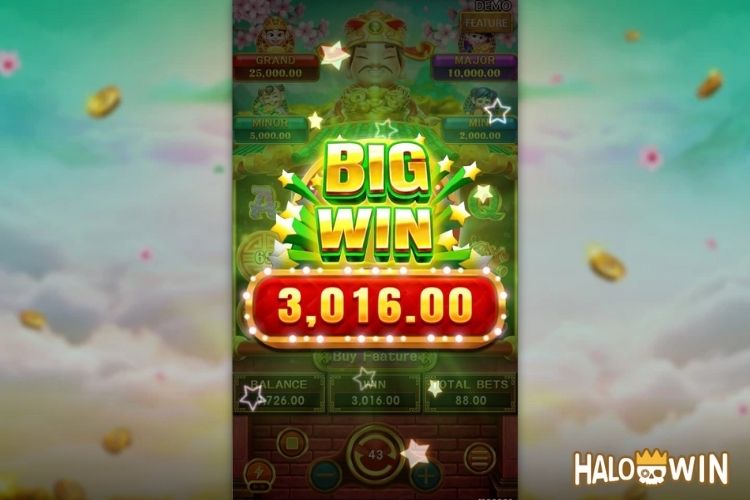 Bet 88 pesos and win 3,016 pesos on Lucky Fortune Big Win.