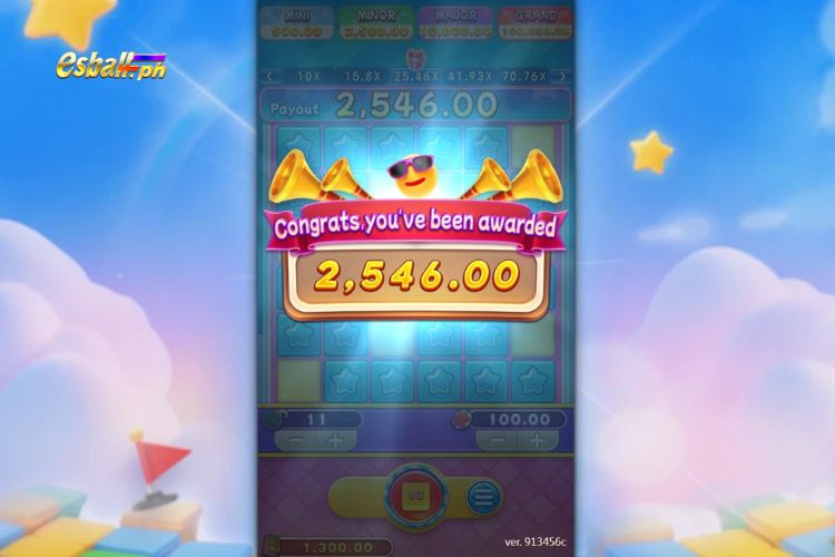 Bet ₱100, 6x6 Layout, Pick 10 Mines, Hit 8 Stars, Win ₱2,546!