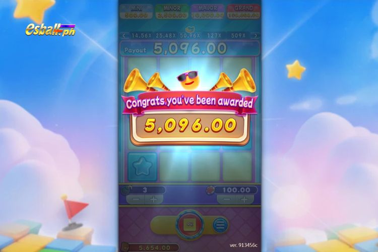 Bet ₱100, 4x4 Layout, Pick 3 Mines, Hit 11 Stars, Win ₱5,096!