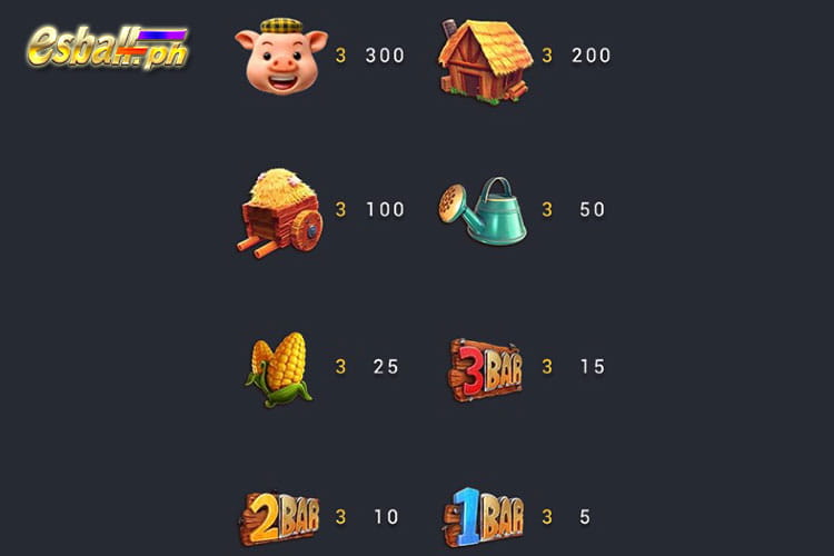 Fachai Three Little Pigs Slot Game Paytable
