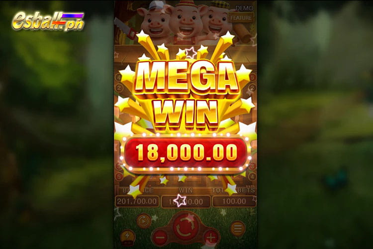 Bet 100 pesos to get a Mega Win 18,000 pesos in Fachai Three Little Pigs!