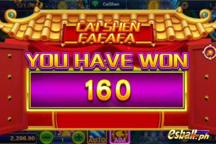 Bet 1 and get a big win 160 in the JDB Cai Shen Fishing Game.