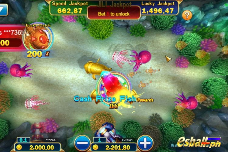 Bet 1 and get a big win 168 in the JILI Jackpot Fishing.