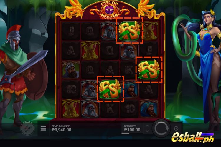 3+ Scatters trigger the Free Spins feature.