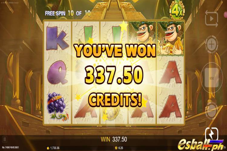 JDB Banana Saga Slot Game Big Win - Bet 6.25 coins to get a BIG WIN 337.5