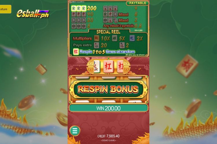 JDB Big Three Dragons Slot Features: Respin