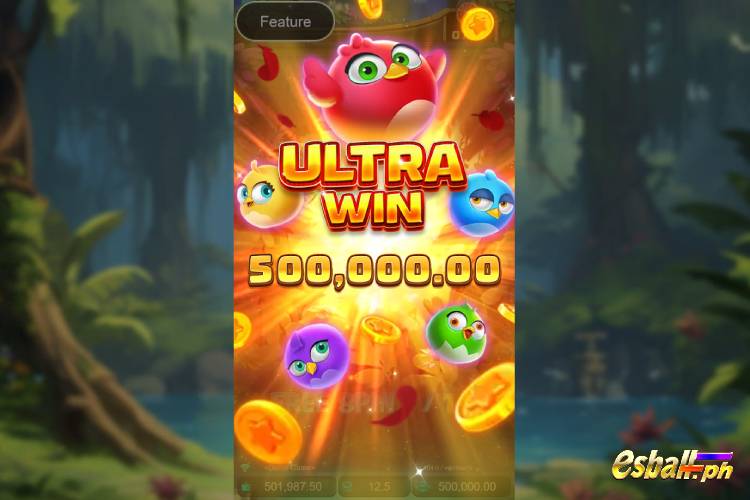 Bet 12.5 pesos and win 500,000 pesos on JDB Birds Party Ultra Win!