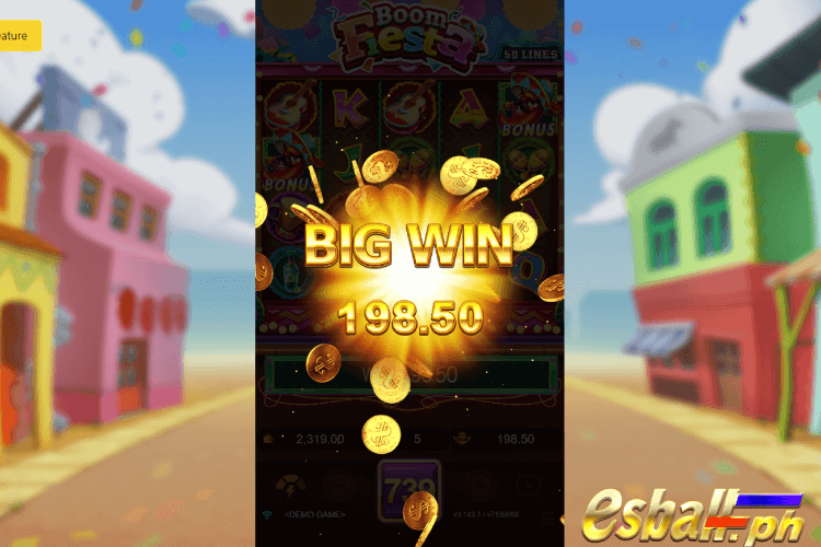 JDB Boom Fiesta Slot Game Big Win - Bet 5 coins to get a BIG WIN 198.50