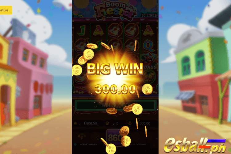 JDB Boom Fiesta Slot Game Big Win - Bet 5 coins to get a BIG WIN 300