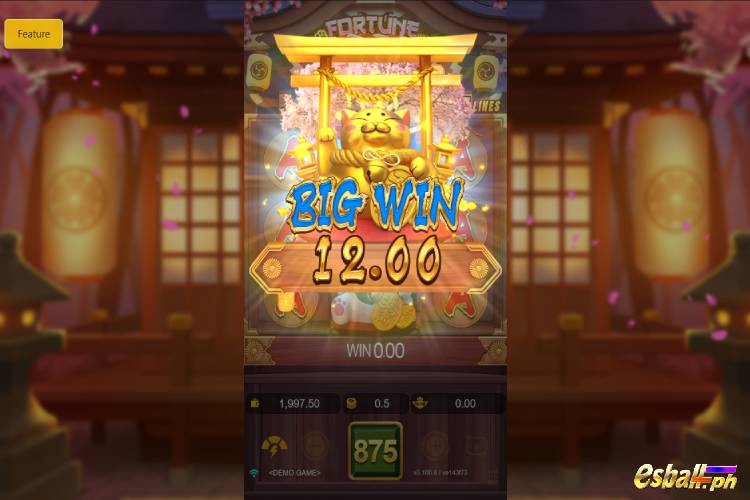 Bet 0.5 pesos and win 12 pesos on JDB Fortune Neko Big Win!
