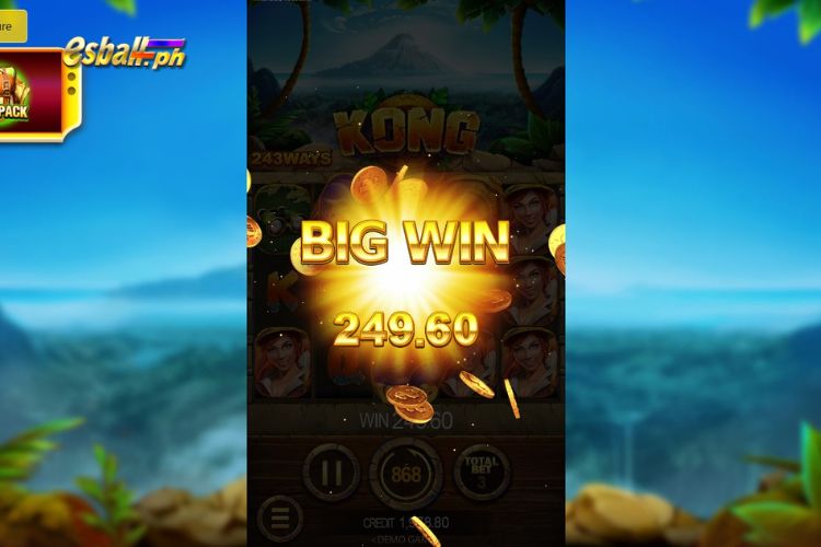 Big Win 249.6 Pesos on JDB Kong Slot Game