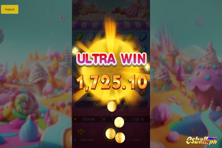 Bet 2 pesos and win 1,725 pesos on JDB Pop Pop Candy Slot Ultra Win.