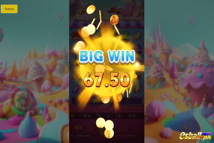 Bet 2 pesos and win 67.5 pesos on JDB Pop Pop Candy Slot Big Win.