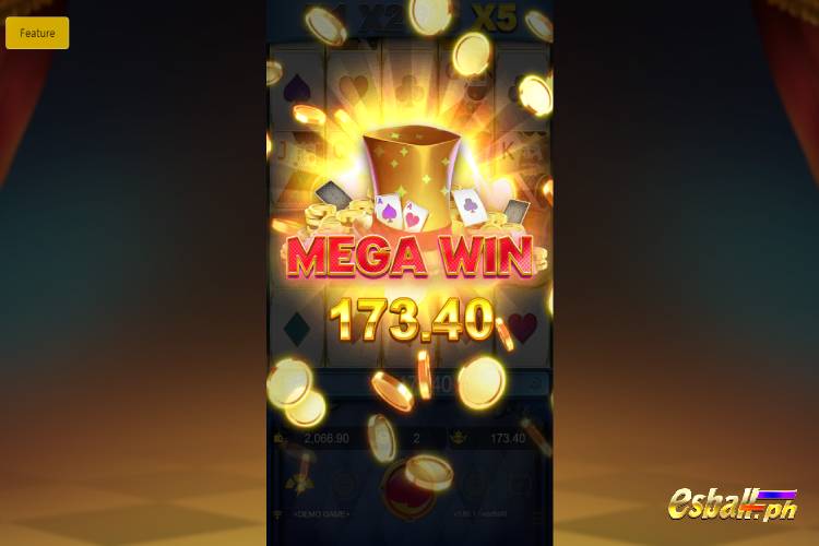 Bet 2 pesos and win 173.4 pesos on JDB Trump Card Mega Win!