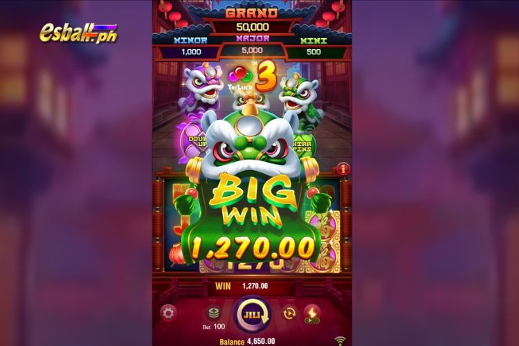 Big Wins ₱1,270 on 3 Lucky Lion Jili Slot! Big Wins ₱1,270 on 3 Lucky Lion Jili Slot!