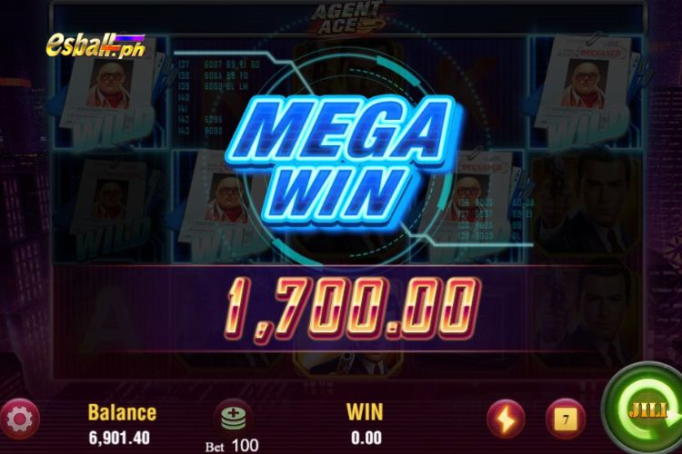 Bet 100 pesos for a Jili Agent Ace MEGA win of 1,600 pesos!