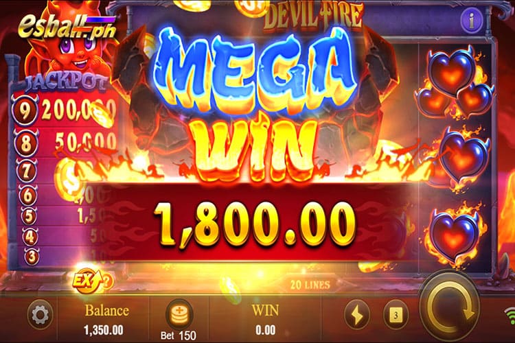Mega Wins ₱1,800 on Jili Devil Fire Slot!
