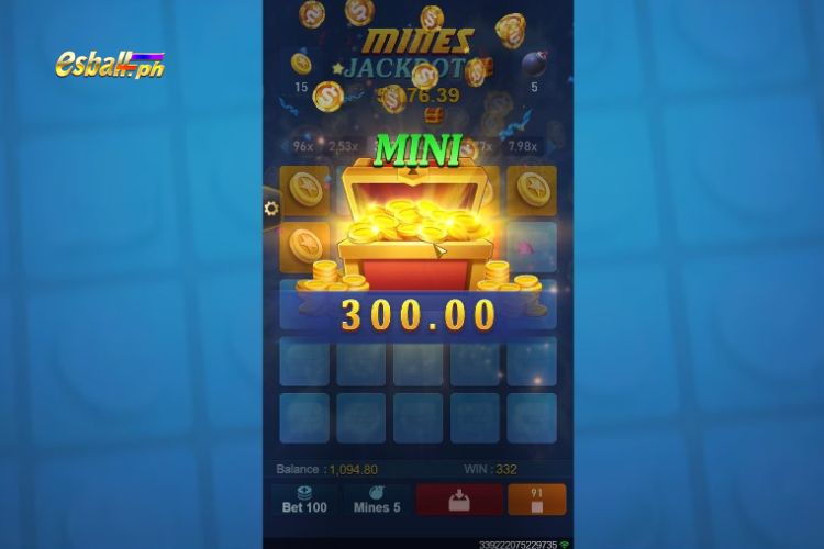 Jili Mines Game Progressive Jackpot Win ₱300 MINI WIN!