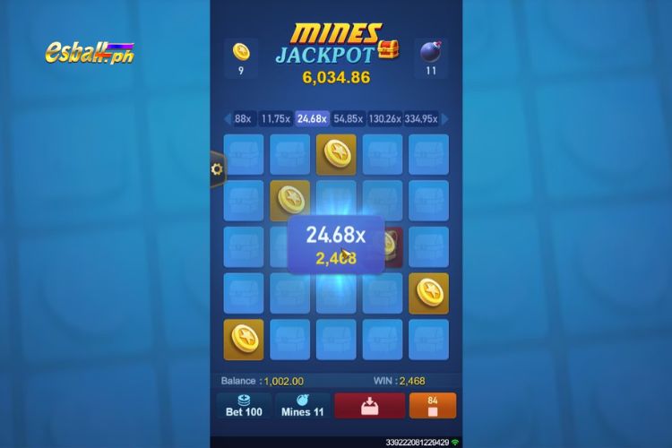 Bet ₱100, Pick 11 Mines, Hit 5 Stars, Win ₱2,468!
