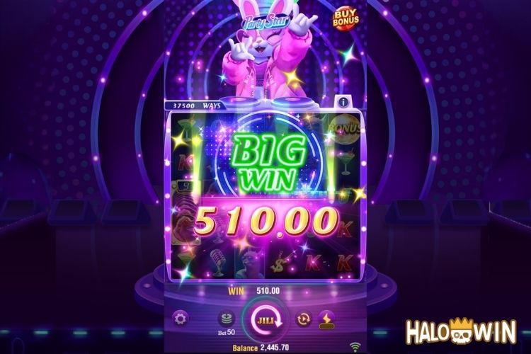 Bet 50 pesos and win 510 pesos on Party Star Big Win.