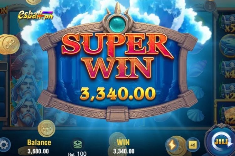 Bet 100 pesos for a Jili Poseidon SUPER WIN of 3,340 pesos!