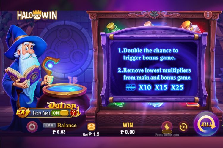 Jili Potion Wizard Slot Features: Extra Bet