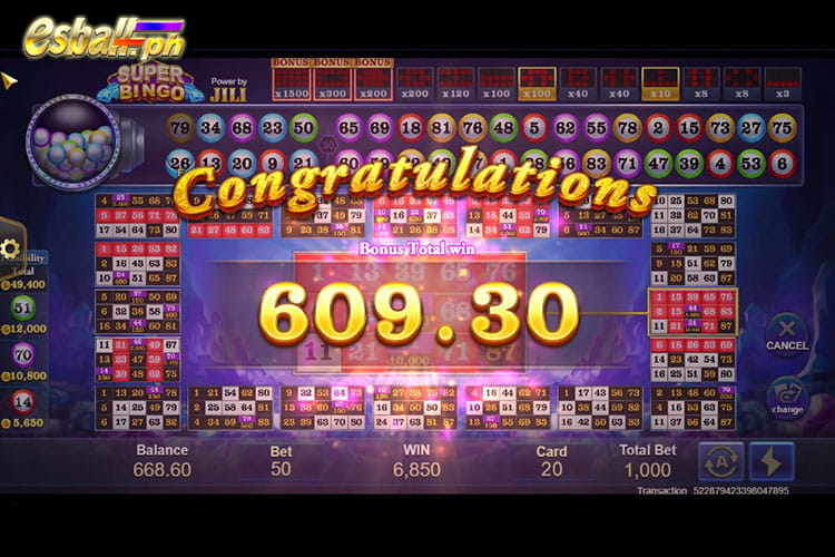 Bet 50 and win 609 in Super Bingo JILI bingo game. Bet 50 and win 609 in Super Bingo JILI bingo game.