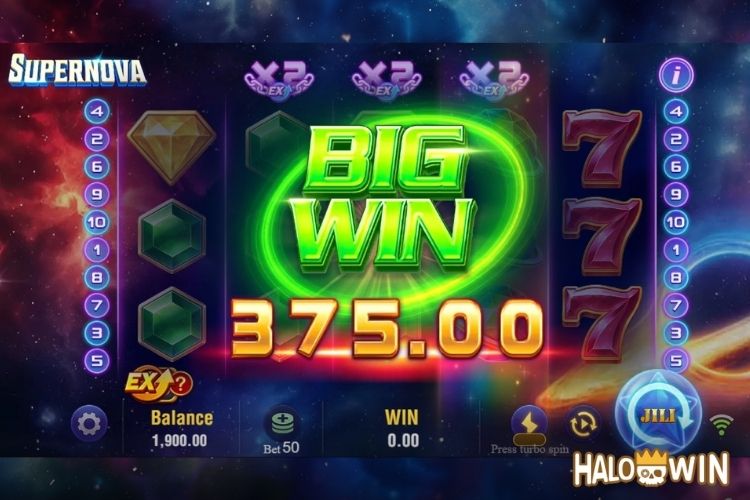 Bet 50 pesos and win 375 pesos on Supernova Big Win.