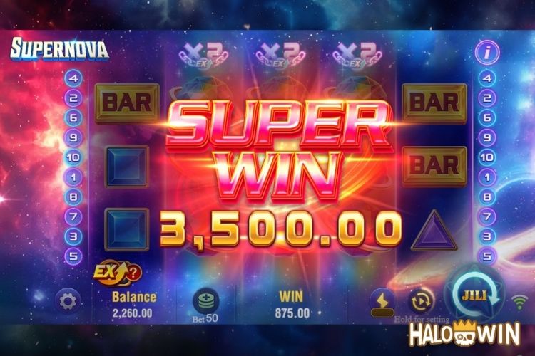 Bet 50 pesos and win 3,500 pesos on Supernova Big Win.