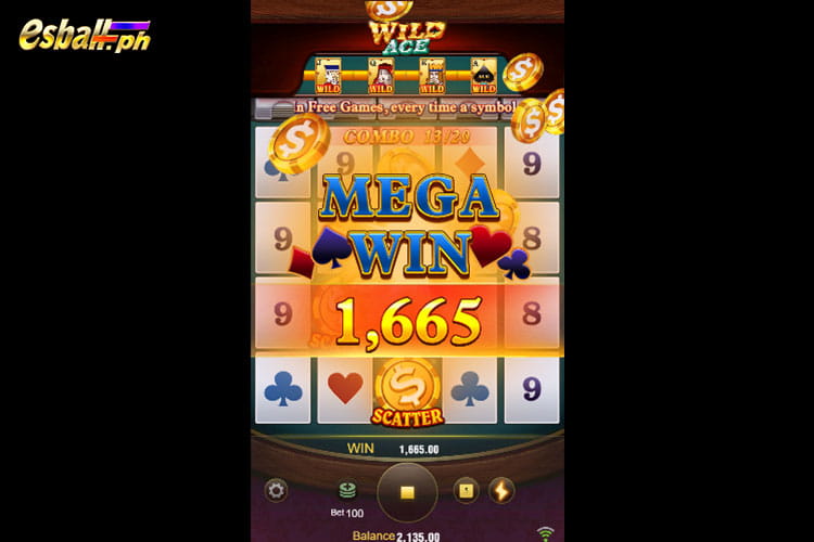 Bet 100 pesos and Get Jili Wild Ace Mega Win 1,665 pesos