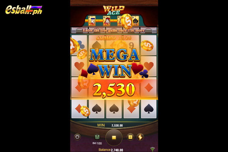 Bet 100 pesos and Get Jili Wild Ace Mega Win 2,530 pesos