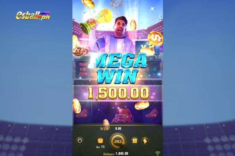Bet 75 pesos and get 1,500 pesos in Jili World Cup Slot Mega Win! Bet 75 pesos and get 1,500 pesos in Jili World Cup Slot Mega Win!