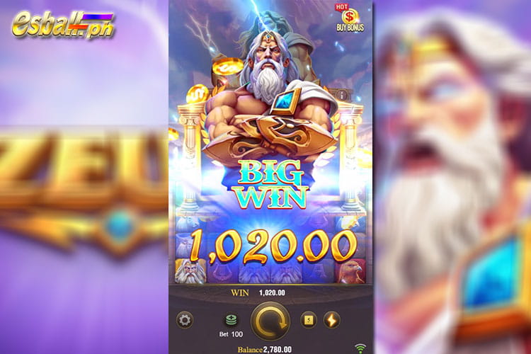 Bet 100 pesos and get 1,020 pesos in Jili Zeus Slot Big Win!