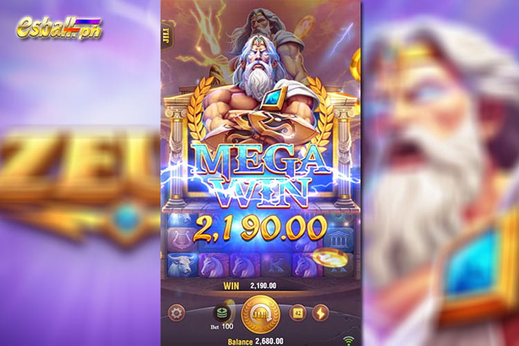 Bet 100 pesos and get 2,190 pesos in Jili Zeus Slot Mega Win!