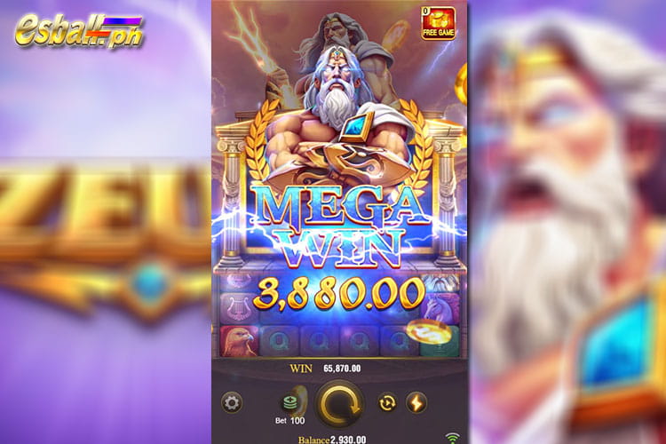 Bet 100 pesos and get 3,880 pesos in Jili Zeus Slot Mega Win!